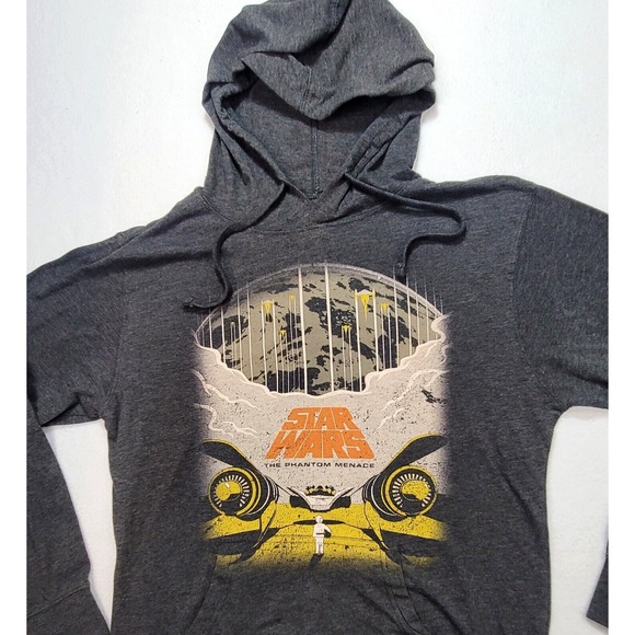 Star Wars Men's Hoodie Gray  Medium Long Sleeve Drawstring Pullover Outdoor - Picture 3 of 8